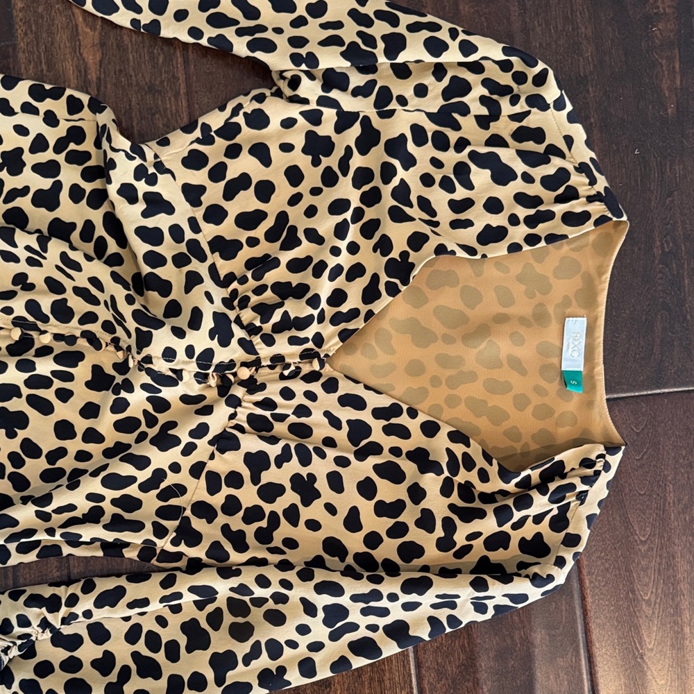 Leopard Print Long Sleeve button dress